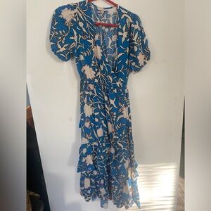 Blue Midi Wrap Dress